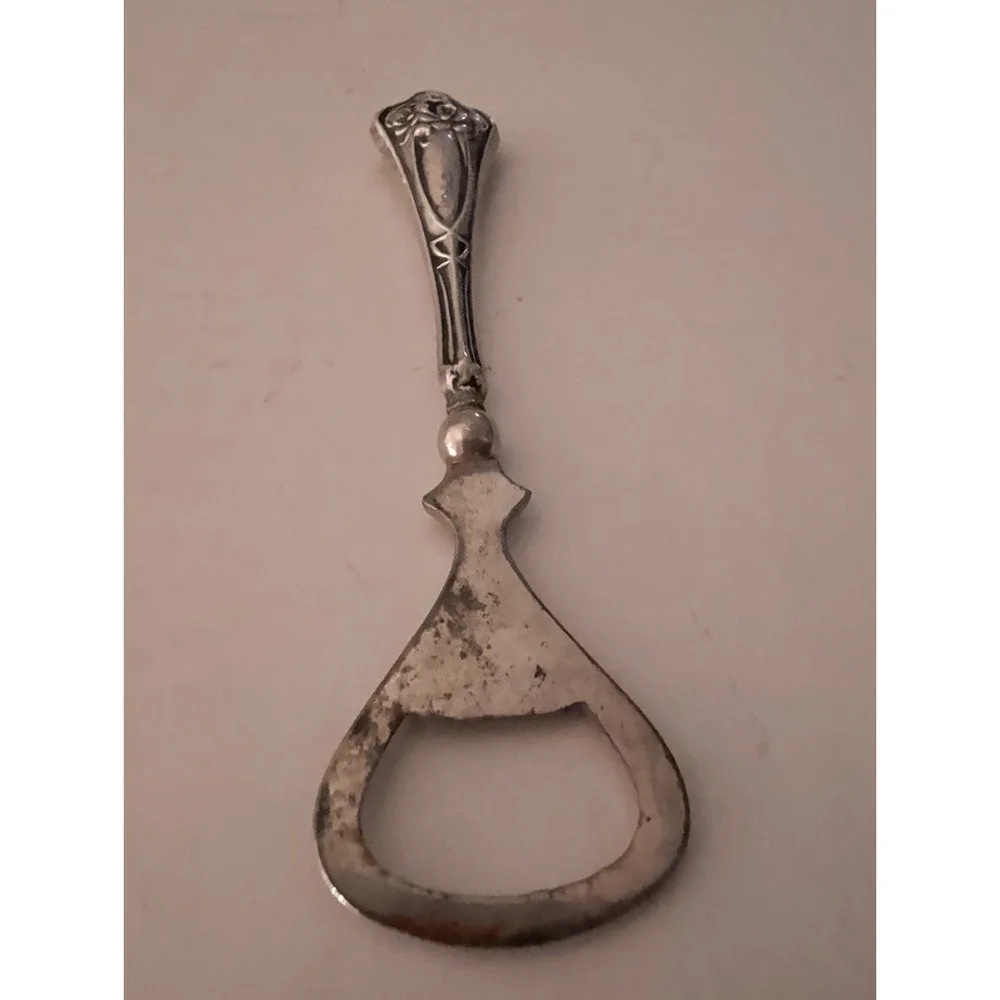 Antique Marked Sterling Silver Floral Decorations Flatware Bottle Opener 2-6-94